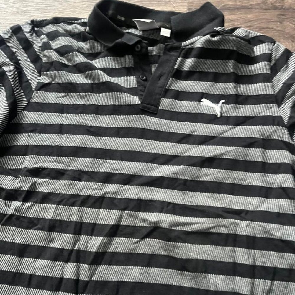 Puma Men's Black  & Grey Golf Polo Top Mens Large